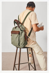 Canvas Mens Backpacks Canvas Green Satchel Backpack Canvas Computer Backpack for Men