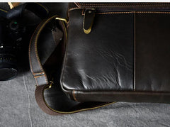 Cool Leather Mens 8‘’ Red Brown Small Side Bag Small Messenger Bag Shoulder Bag For Men