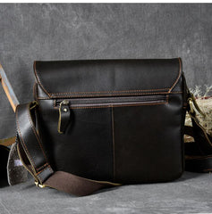 Cool Leather Mens 8‘’ Red Brown Small Side Bag Small Messenger Bag Shoulder Bag For Men