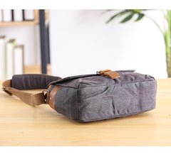 Canvas Leather Mens DSLR Camera Bag Side Bag Green Small Messenger Bag for Men