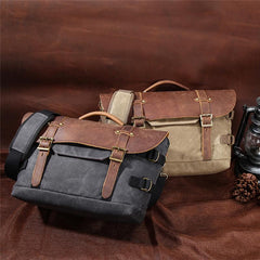 Canvas Leather Mens 14‘’ CANON CAMERA Messenger Bag NIKON CAMERA Side BAG DSLR CAMERA BAG