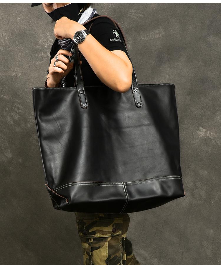 Mens black tote bag top