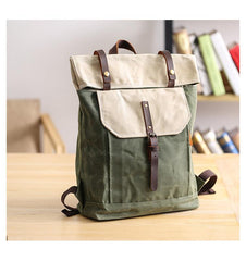 Waxed Canvas Mens Womens 15‘’ Computer Backpack Green School Backpack Hiking Backpack for Men