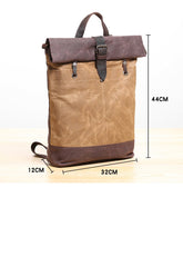 Waxed Canvas Mens Womens 14'' Travel Backpack Roll Up Backpack School Backpack for Men