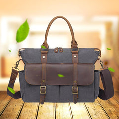 Canvas Leather Mens Womens Handbag Briefcase Bag Side Bag Travel Bag for Women