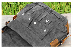 Canvas Mens 14'' Side Bag Courier Bag Gray Postman Bag Messenger Bag for Men