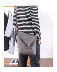 Canvas Mens Womens Casual Gray 12‘’ Courier Bag Side Bag Messenger Bag for Men
