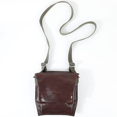 Casual Black Leather Mens Vertical Side Bag Messenger Bag Cool Brown Postman Bag Courier Bag for Men