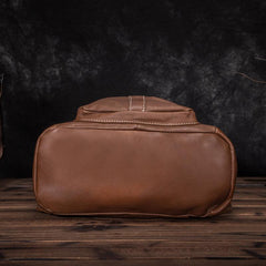 Top Brown Leather Men's Satchel Backpack Computer Backpack 14 inches School Backpack For Men