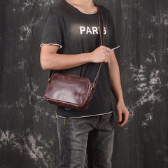 Casual Leather Mens Brown Side Bag Small Messenger BAG Brown Courier Bag FOR MEN