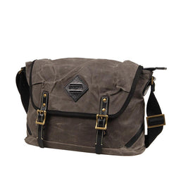 Casual Waxed Canvas Leather Mens Navy Blue Side Bag Messenger Bags Waxed Canvas Courier Bag for Men