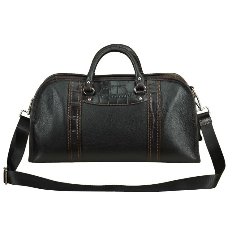 Casual Black Leather Men's 13 inches Overnight Bag Small Travel Bag Lu – iChainWallets