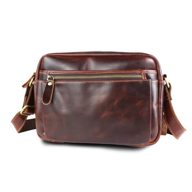 Casual Black Leather Mens Small Courier Bags Messenger Bag Brown Postman Bags For Men