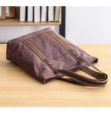 Casual Canvas Mens Womens Large 14‘’ Khaki Handbag Tote Bag Brown Shoulder Bag Tote Purse For Men
