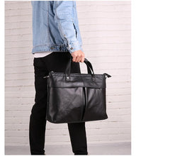 Vintage Fashion Leather Mens 13inch Briefcase Laptop Shoulder Bag Business Bag Handbag For Men