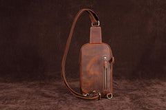 Casual Leather One Shoulder Backpack Chest Bag Sling Bag Sling Crossbody Bag For Men