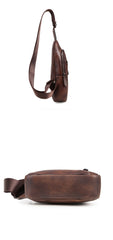 Casual Leather One Shoulder Backpack 10-inch Chest Bag Sling Bag Sling Crossbody Bag For Men