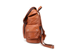 Cool Brown Black Leather Men's Backpack College Backpack 13inch Laptop Backpack For Men
