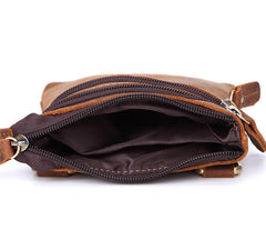 Vintage Leather Men's Belt Pouch Cell Phone Holster Brown Mini Side Bag For Men
