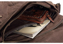 Casual Waxed Canvas Leather Men's Side Bag Shoulder Bag Messenger Bag For Men