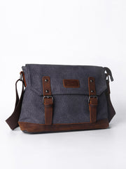 Casual Canvas Mens Womens Simple 10‘’ Side Bag Green Courier Bag Messenger Bag Backpack for Men