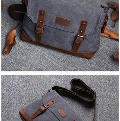 Casual Canvas Mens Womens Simple 10‘’ Side Bag Green Courier Bag Messenger Bag Backpack for Men