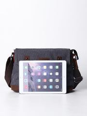 Casual Canvas Mens Womens Simple 10‘’ Side Bag Green Courier Bag Messenger Bag Backpack for Men