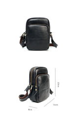 Casual Small Leather Mens Black Side Bags Small Vertical Postman Bag Messenger Bags For Men
