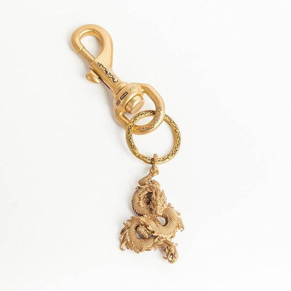 Chinese Dragon Keyring Brass Moto KeyChains Hook Keyring Dragon Moto Key Holder Key Chain Key Rings for Men