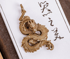 Chinese Dragon Keyring Brass Moto KeyChains Hook Keyring Dragon Moto Key Holder Key Chain Key Rings for Men