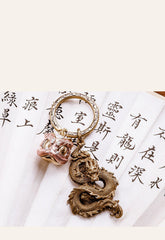 Chinese Dragon Keyring Brass Moto KeyChains Hook Keyring Dragon Moto Key Holder Key Chain Key Rings for Men