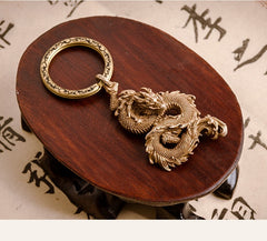 Chinese Dragon Keyrings Brass Moto KeyChains Hook Keyring Dragon Moto Key Holder Key Chain Key Rings for Men