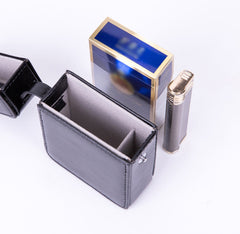 Classic Eco Leather Mens 20pcs Cigarette Holder Case with lighter holder Gray Cigarette Case for Men