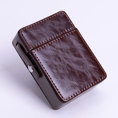 Classic Eco Leather Mens 20pcs Cigarette Holder Case with lighter holder Coffee Cigarette Case for Men