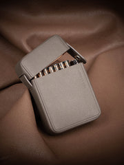 Classic Leather Mens 20pcs Cigarette Holder Case with lighter holder Black Cigarette Case for Men