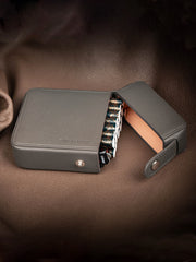 Black Classic Leather Mens 20pcs Cigarette Holder Case with lighter holder Cigarette Case for Men