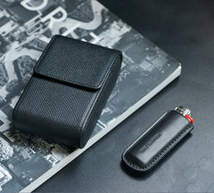 Classic Magnetic Black Leather Mens 20pcs Cigarette Cases Cigarette Case for Men