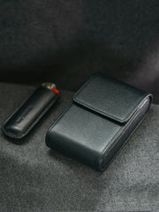 Classic Magnetic Black Leather Mens 20pcs Cigarette Cases Cigarette Case for Men