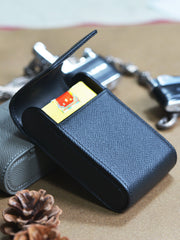 Cool Magnetic Black Leather Mens 20pcs Cigarette Cases Handmade Cigarette Case for Men