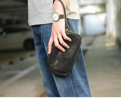 Coffee Cool Leather Mens Long Wallets Large Zipper Wallets Black Wristlet Clutch Vintage Clutch Purse For Men