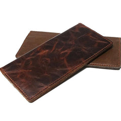 Coffee Leather Long Wallets for men Slim Bifold Vintage Men Long Wallet