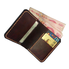 Coffee Vintage Leather Mens Small Wallet Leather Bifold Wallets for Men