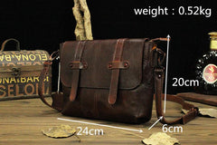 Vintage Brown Leather Men's Side Bag Messenger Bag Brown Courier Bag For Men