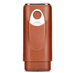 Cool Black Leather Mens 3pcs Cigar Case With Cutter Leather Cigar Case for Men