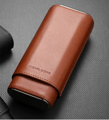 Cool Black Leather Mens 3pcs Cigar Case With Cutter Leather Cigar Case for Men