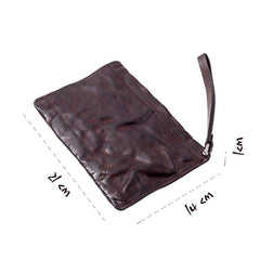 Cool Black Leather Mens Wristlet Wallets Zipper Clutch Wallet Coffee Wristlet Vintage Clutch Purse For Men