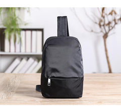 Cool Black Nylon Backpack Men's Sling Bag Chest Bag Black One shoulder Backpack Sling Pack For Men