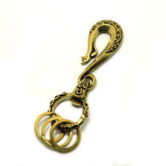 Cool Brass Hook Keyring Moto KeyChain Floral Hook Keyring Moto Key Holders Key Chain Key Rings for Men