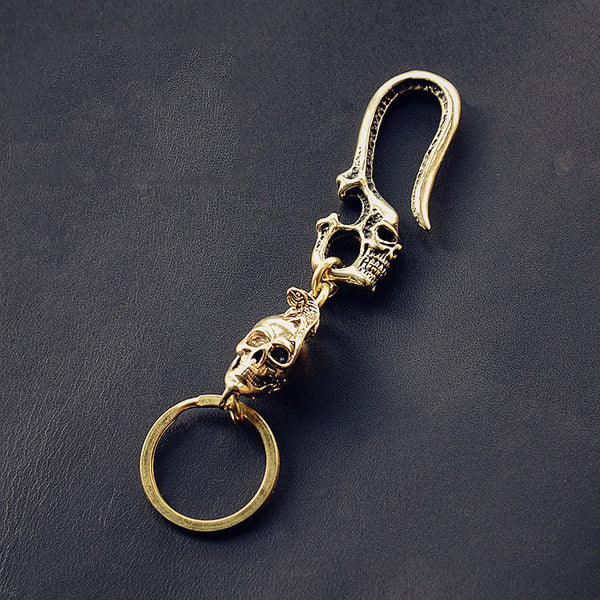 Cool Brass Skull Keyring Moto KeyChain Skull Keyring Moto Key Holders Key Chain Key Rings for Men