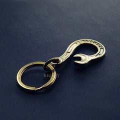 Brass Wrench Keyring Moto KeyChain Wrench Hook Keyrings Moto Key Holders Key Chain Key Rings for Men